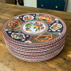 Chalice Melamine Peacock Dinner Plates Set of 11